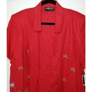 NWT Sag Harbor Women's Shirt/ Blouse Red Floral Size 16W
